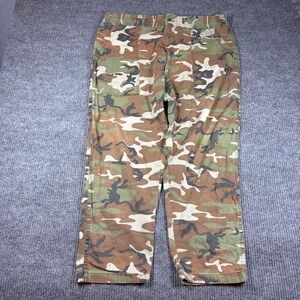 Vintage Military Pants 39x27 Style Woodland Camo Distressed Camouflage